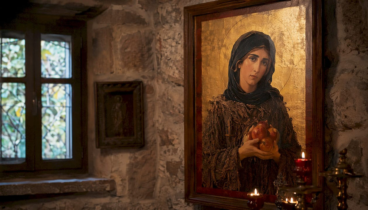Saint Irene Chrysovalantou Orthodox icon in chapel interior