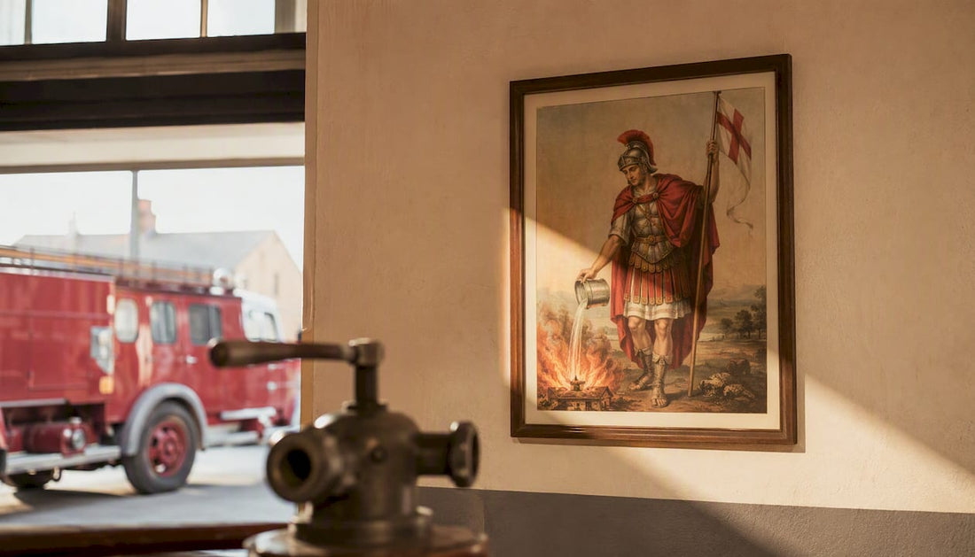 St. Florian devotional print in fire station