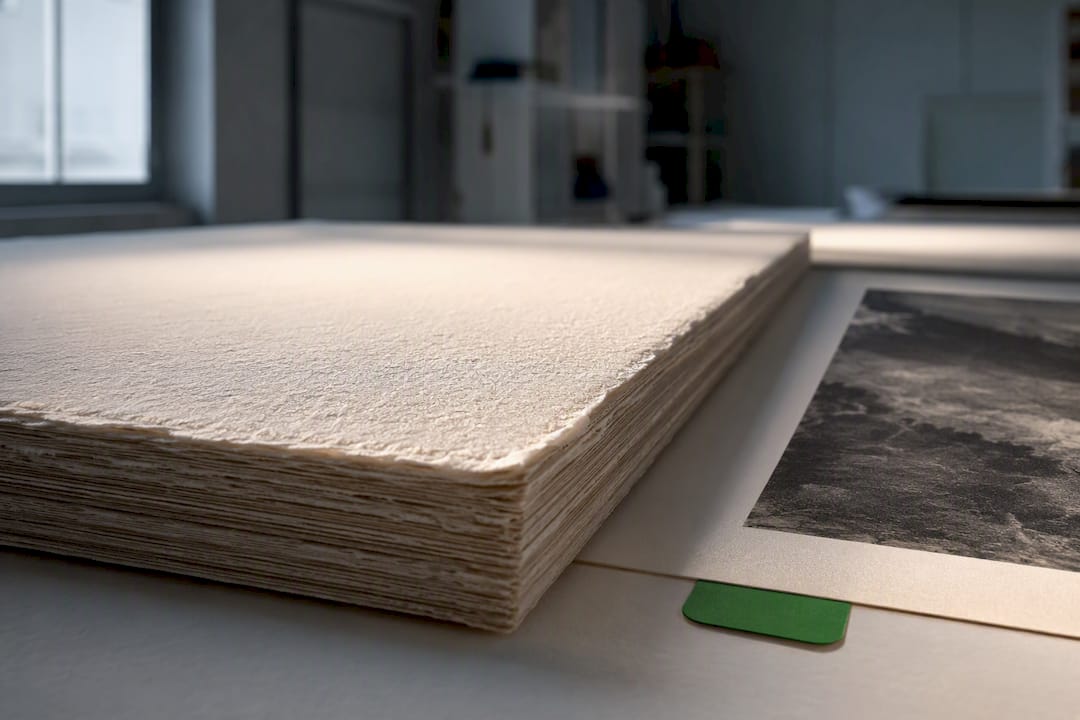 Close-up of textured archival paper edge
