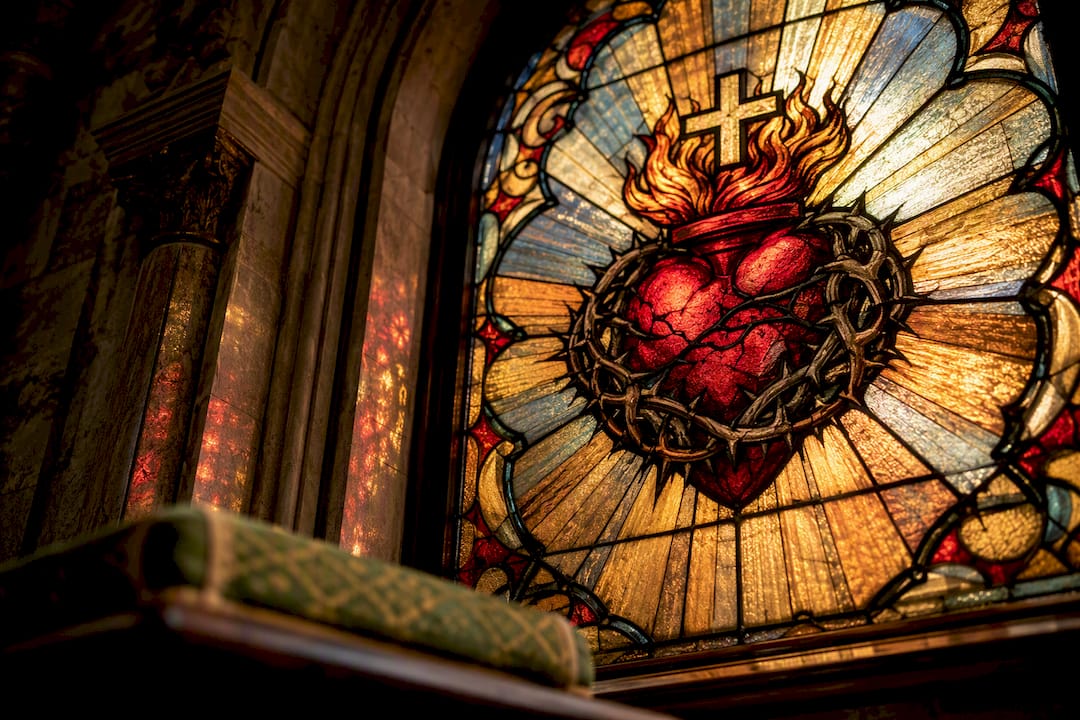 Sacred Heart stained glass detail