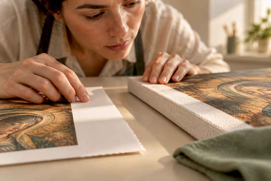 Paper and canvas edges under conservation light