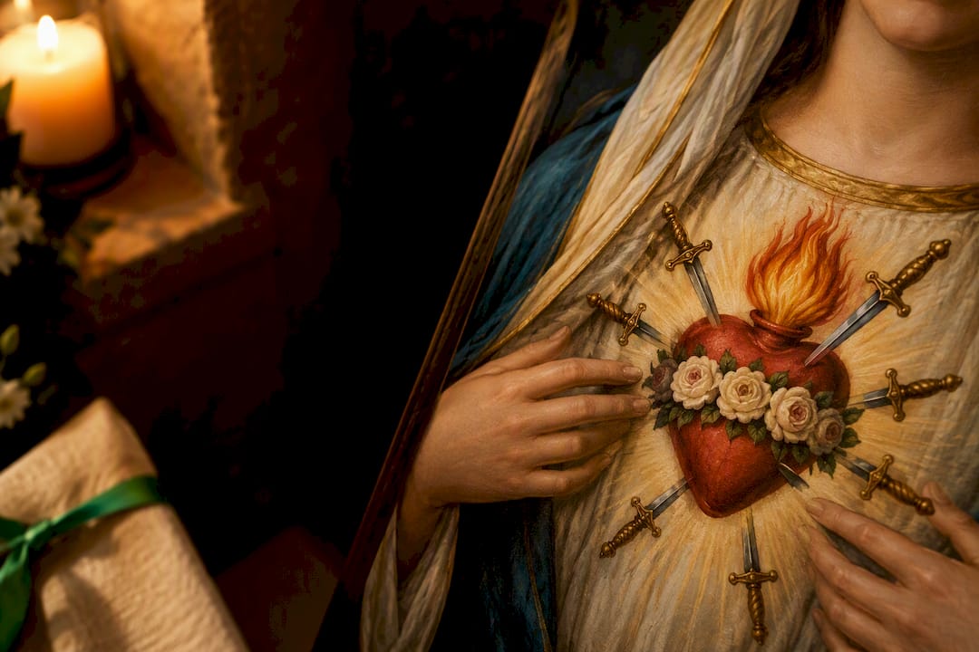 Immaculate Heart symbols in devotional artwork