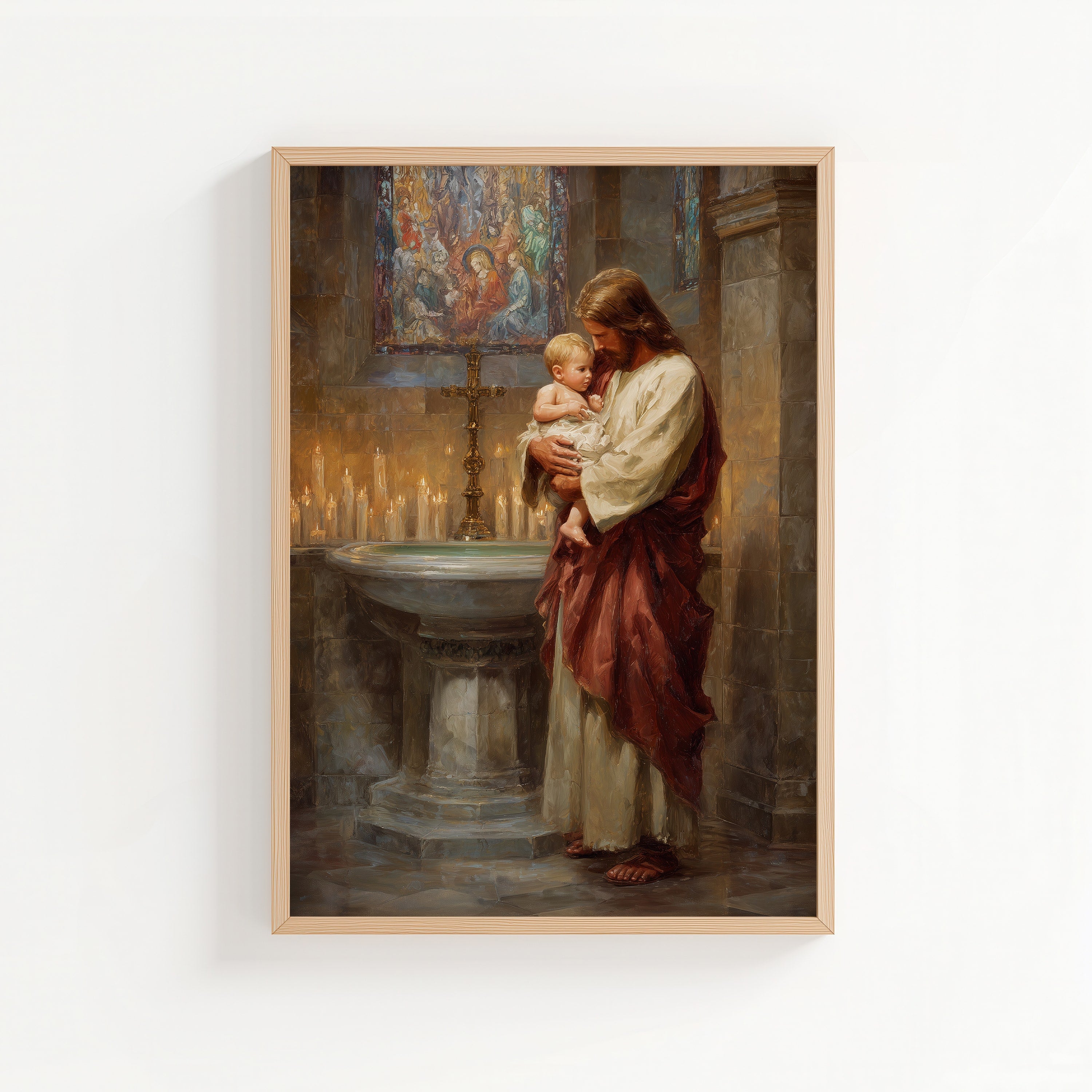 Jesus Blessing a Baby in Church