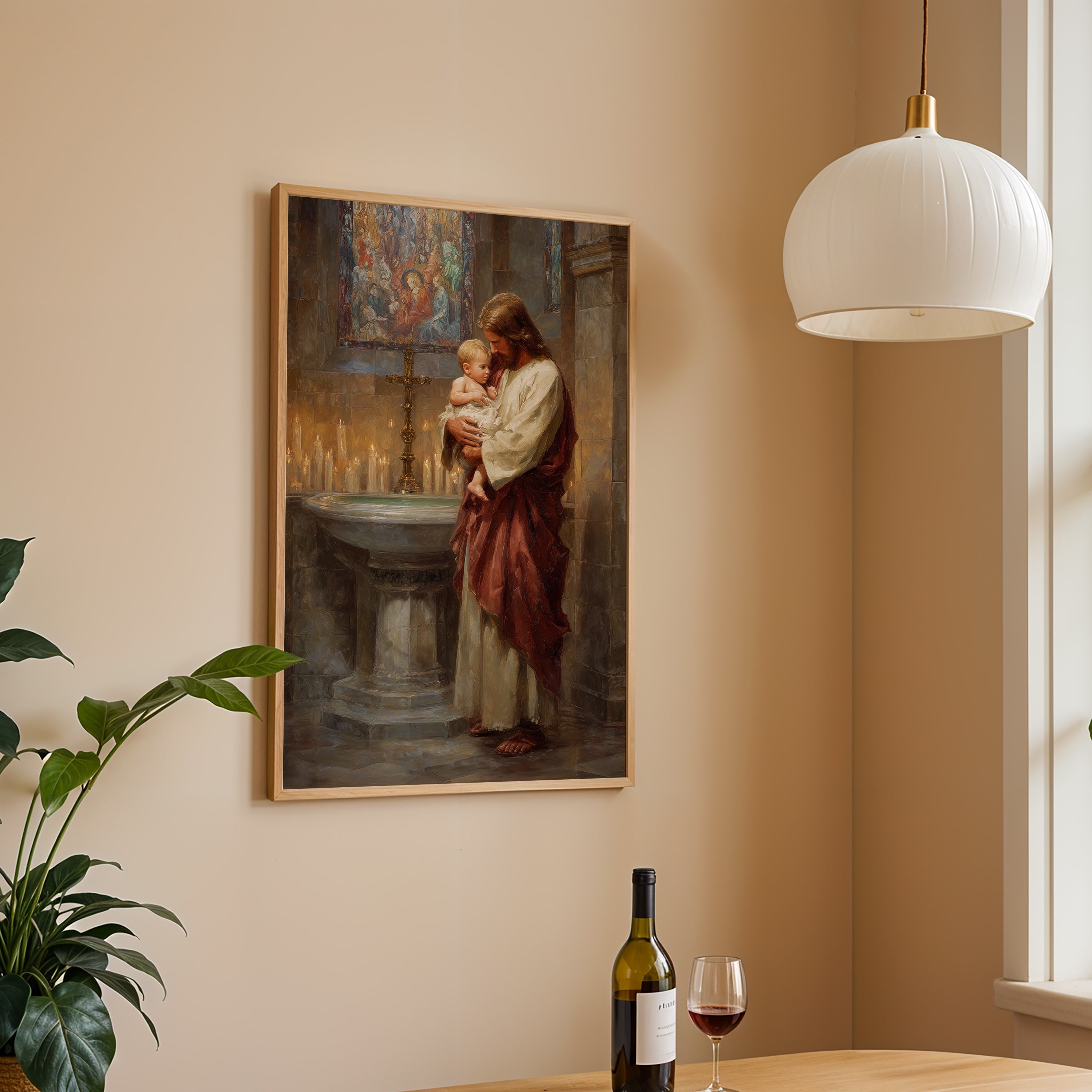 Jesus Blessing a Baby in Church