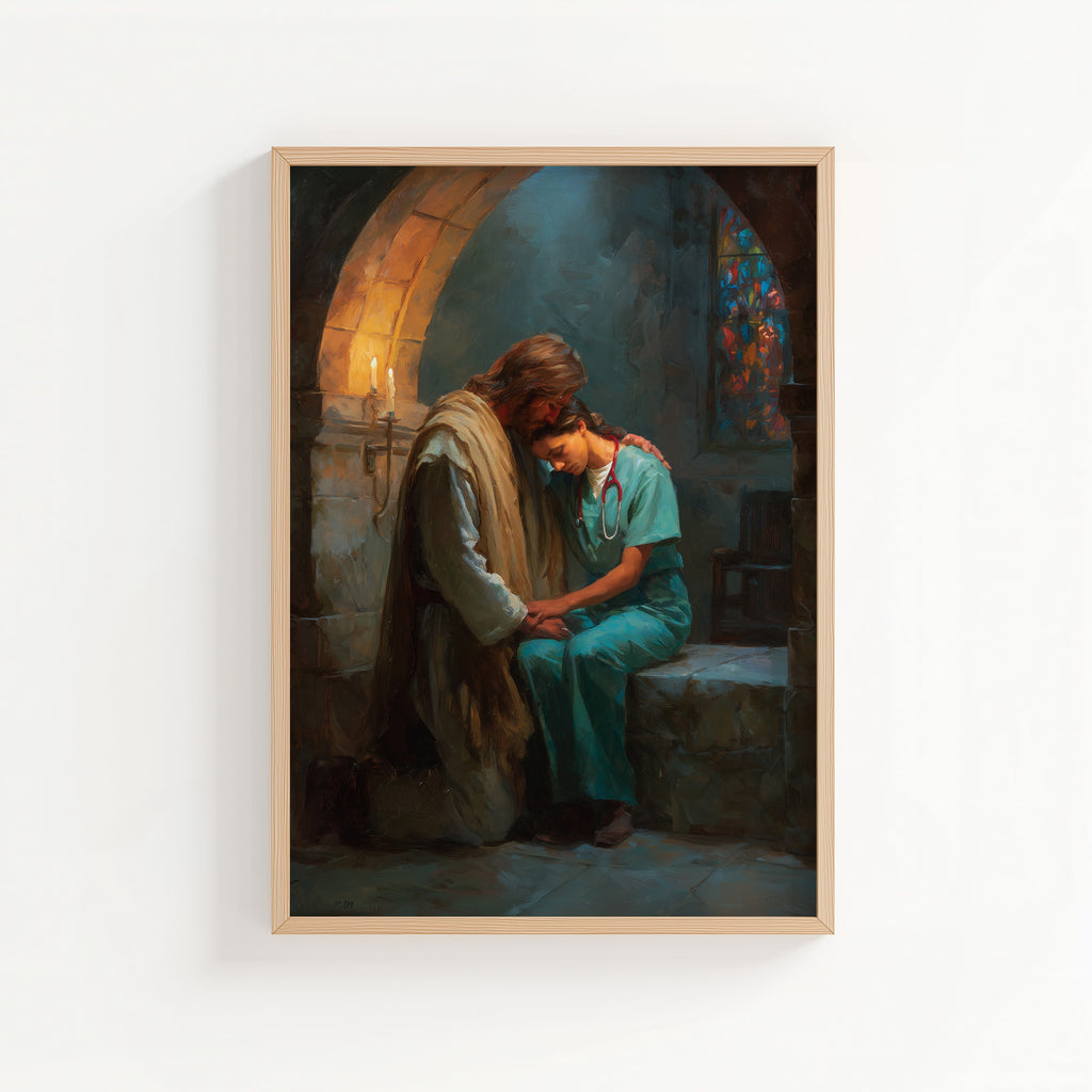 Jesus Comforting a Nurse in a Church