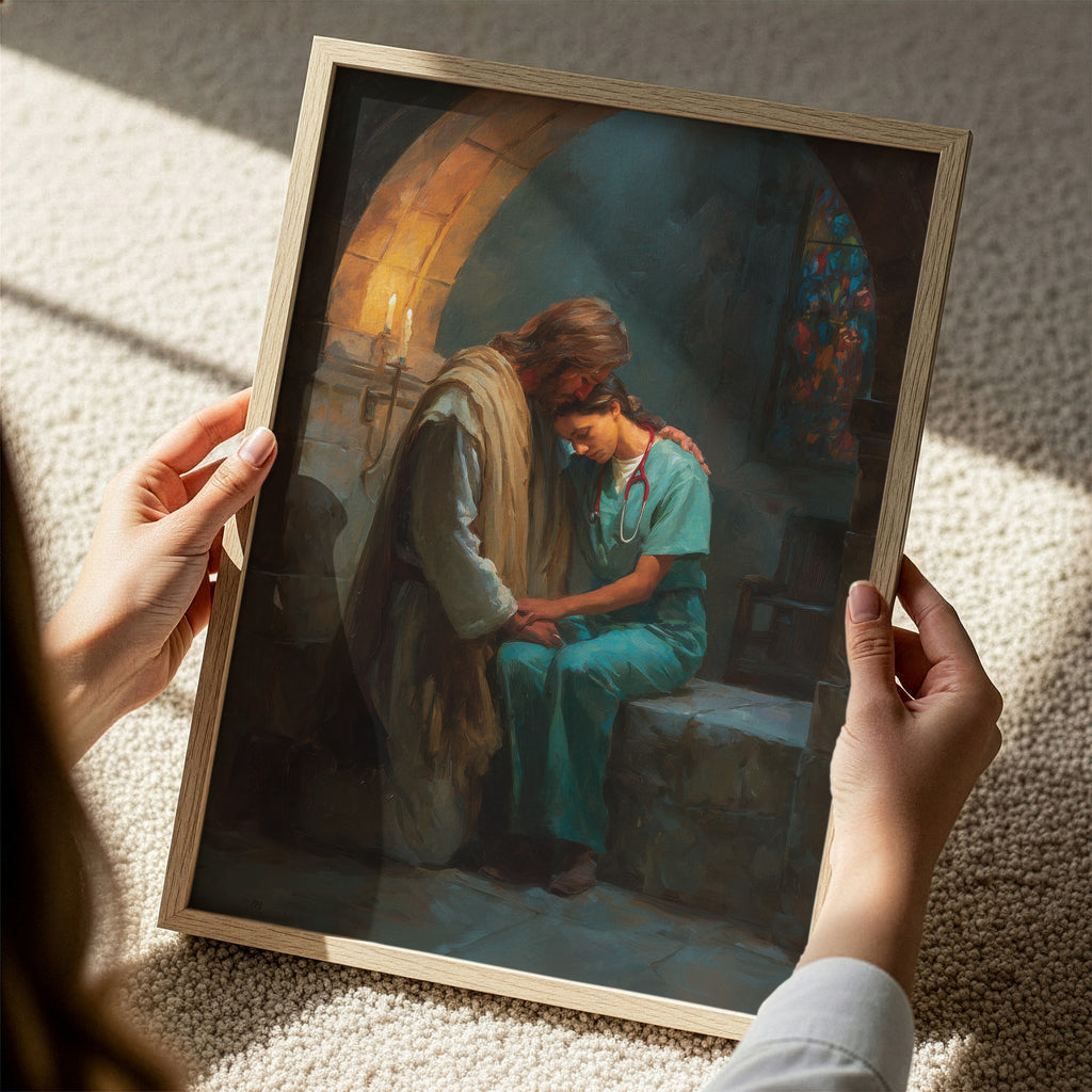 Jesus Comforting a Nurse in a Church