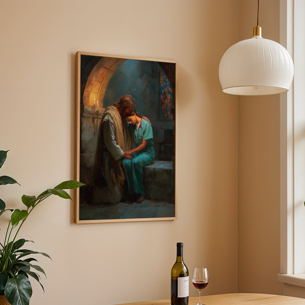 Jesus Comforting a Nurse in a Church