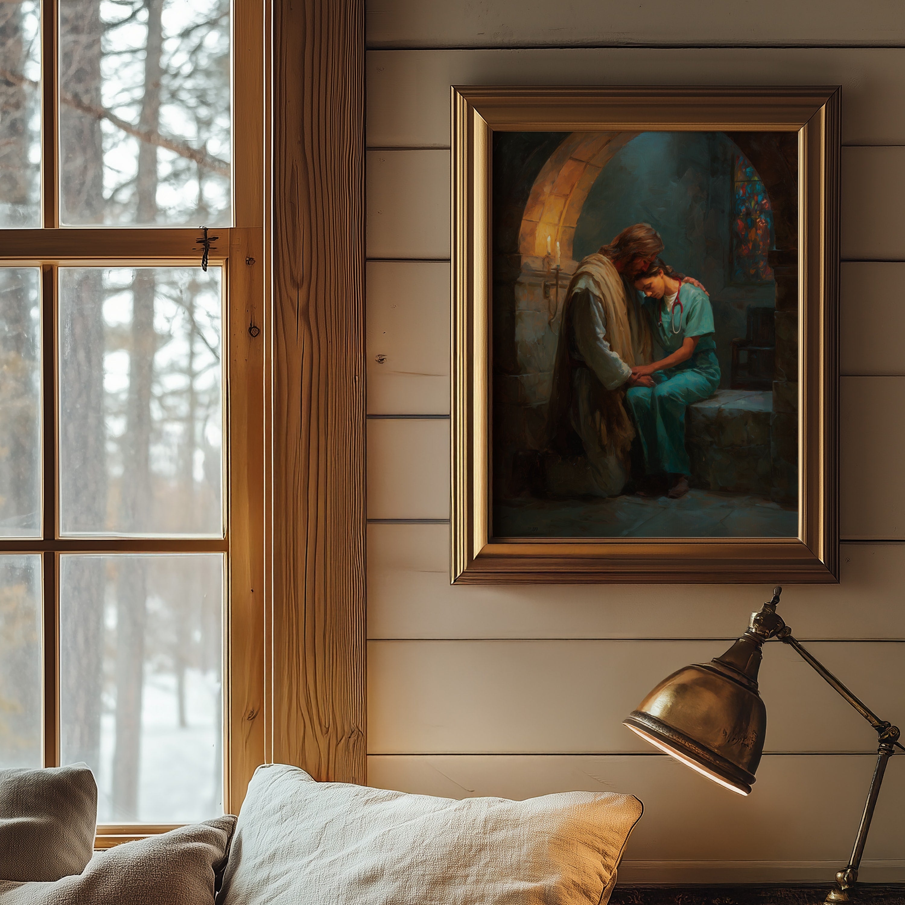 Jesus Comforting a Nurse in a Church