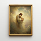 Jesus Embracing a Woman in the Clouds