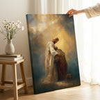 Healing Pain - Jesus Embracing Man in the Clouds