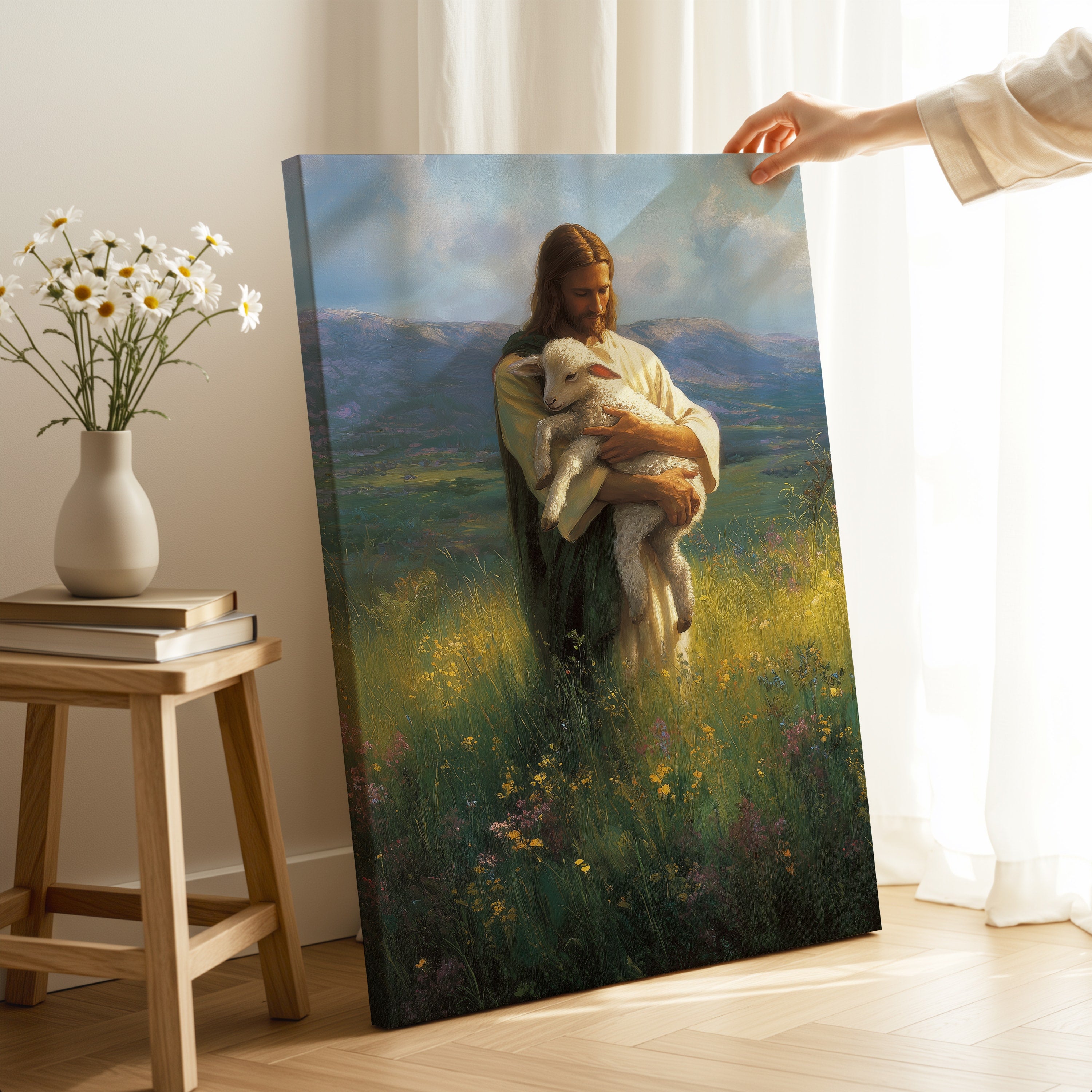 Jesus The Good Shepard Holding a Lamb