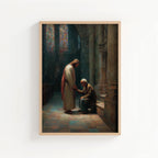 Jesus Comforting Elderly Asian Man in Church