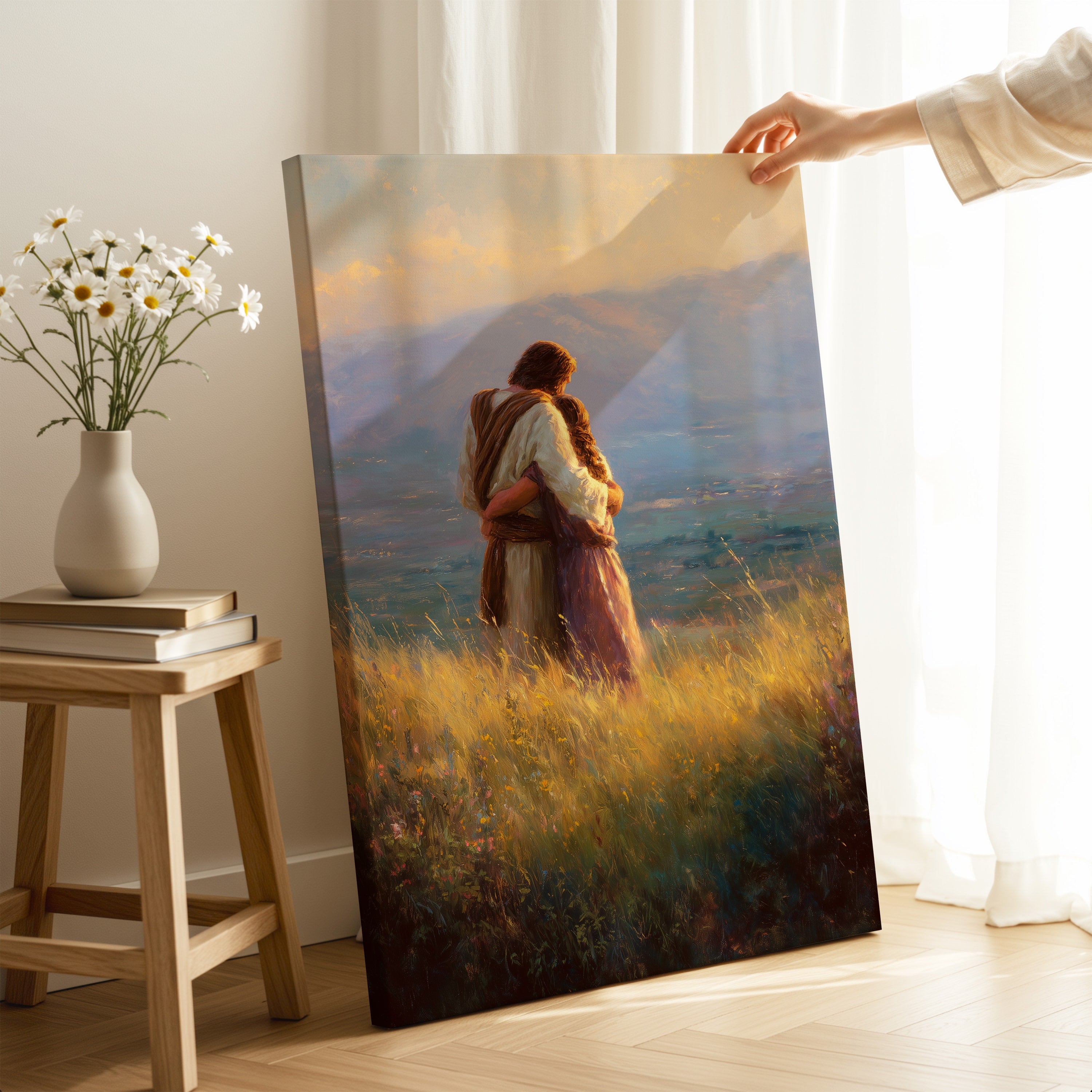 Jesus Embracing a Woman in Nature