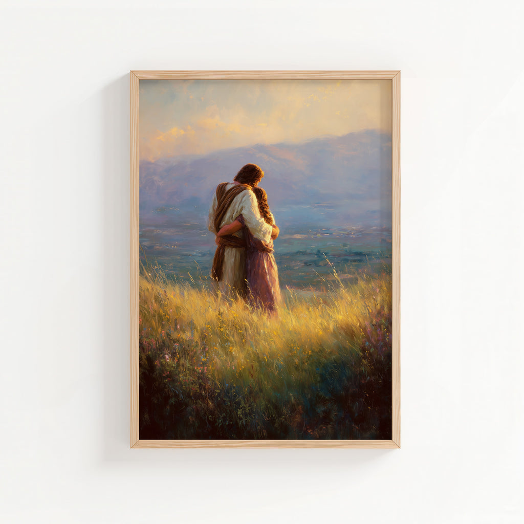 Jesus Embracing a Woman in Nature