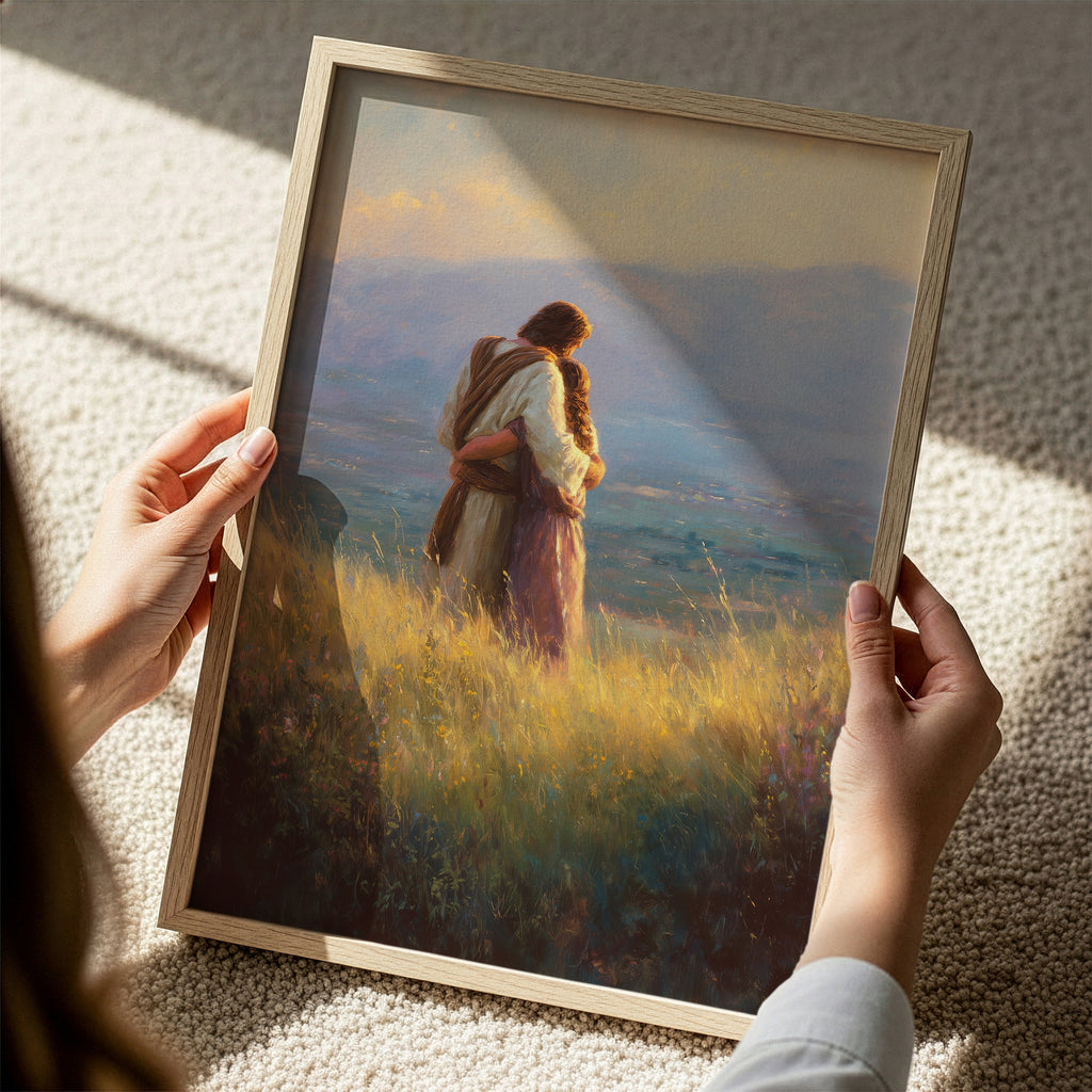 Jesus Embracing a Woman in Nature