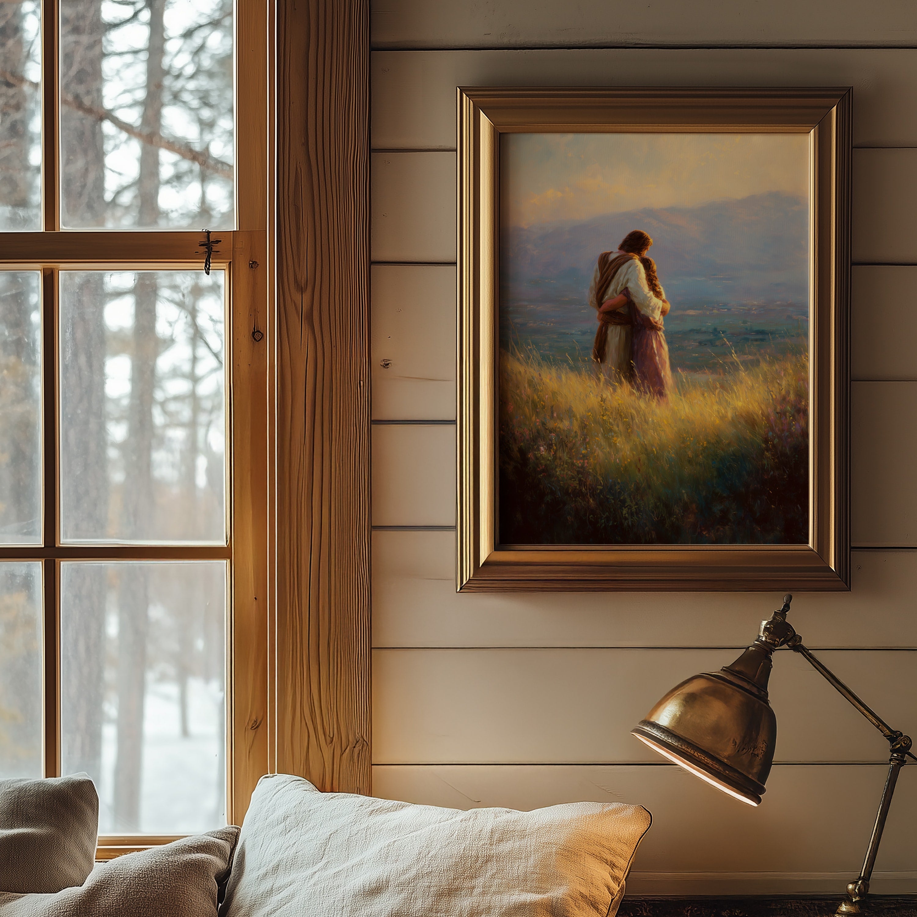 Jesus Embracing a Woman in Nature