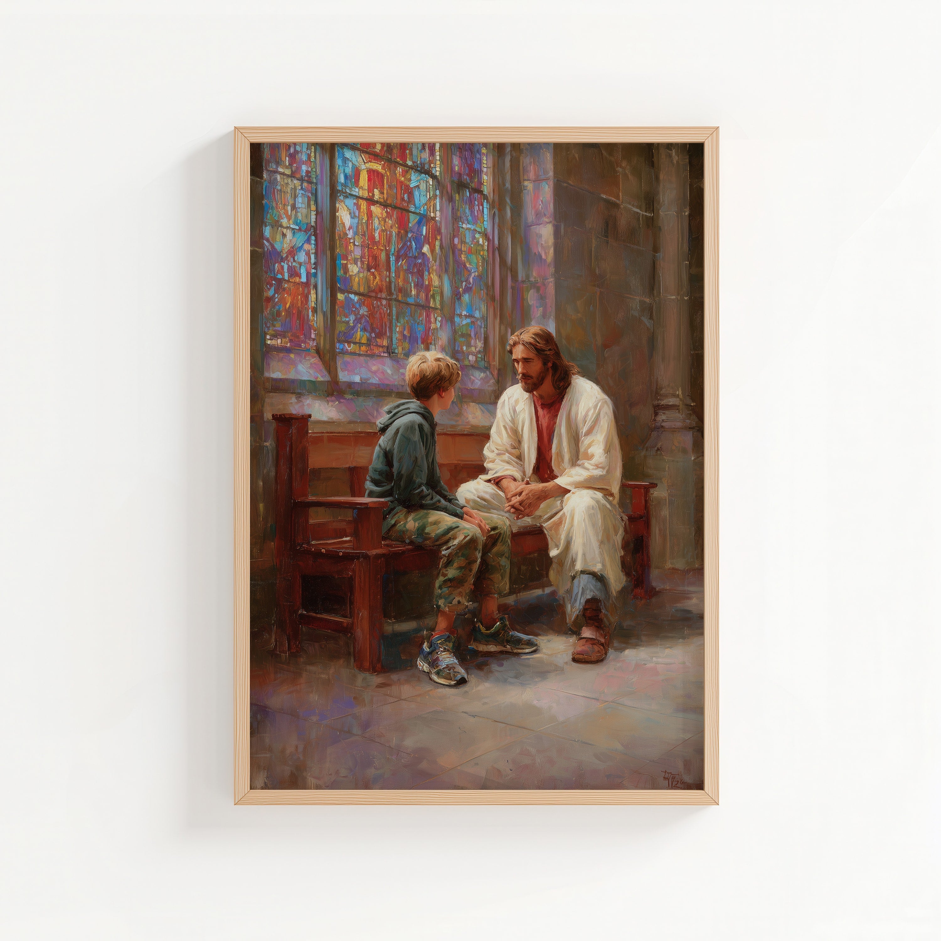 Jesus Listening to a Young Man in Church