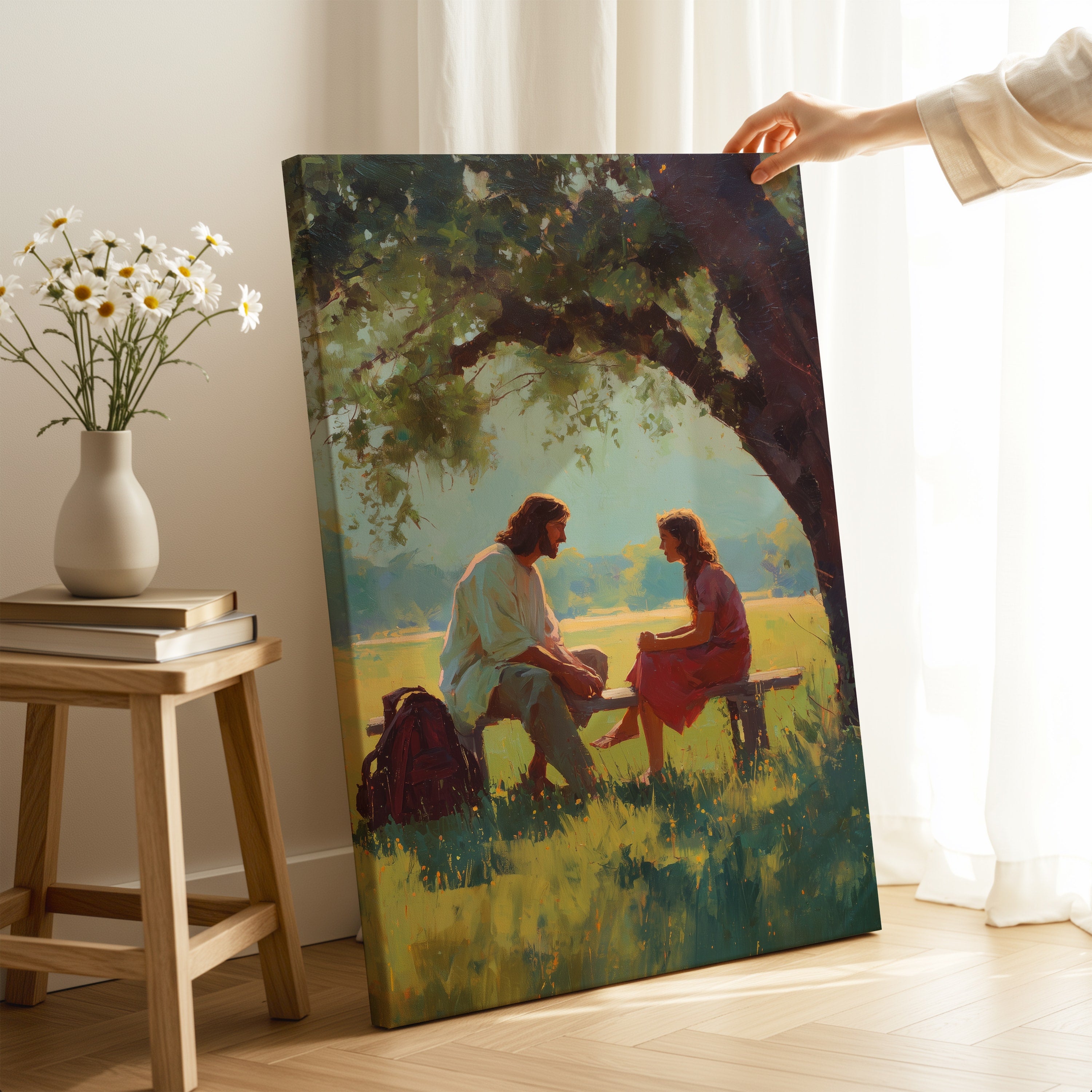 Jesus Listening to a Young Woman in Nature