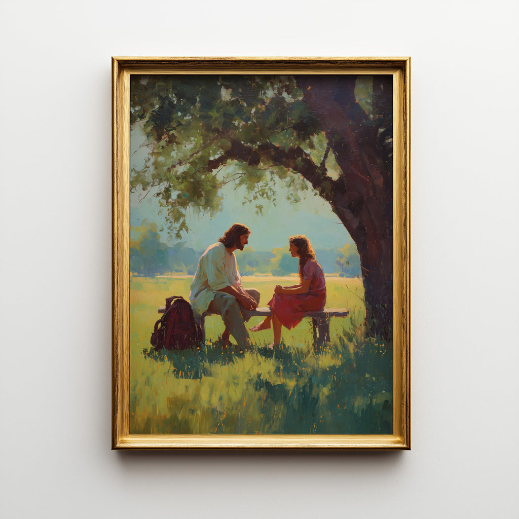 Jesus Listening to a Young Woman in Nature