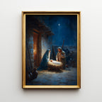 The Nativity Scene: Abstract Oil Paint Style Print