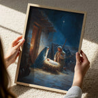 The Nativity Scene: Abstract Oil Paint Style Print