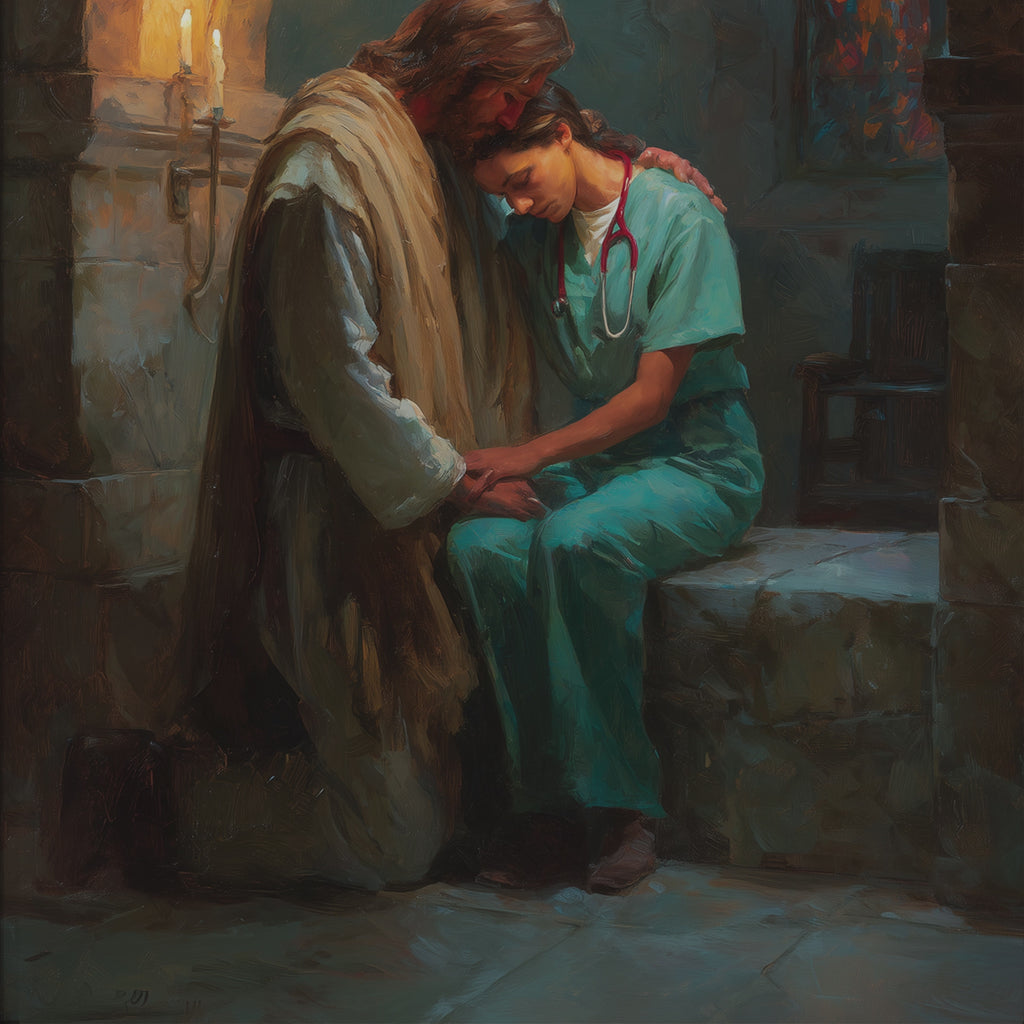 Jesus Comforting a Nurse in a Church