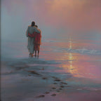 Jesus Embracing a Black Man on the Beach