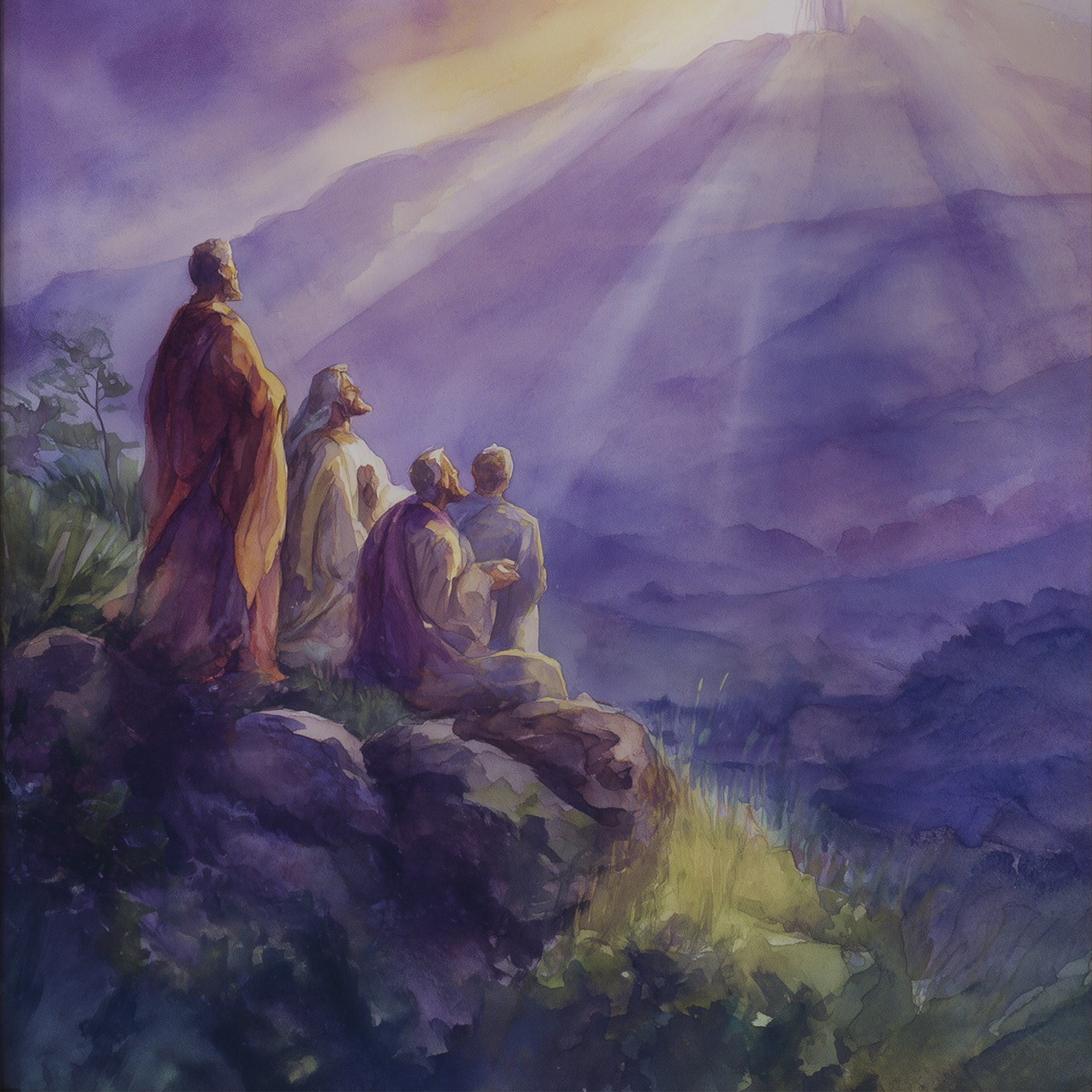 The Transfiguration of Jesus: Abstract Watercolor Print