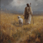Jesus The Good Shepard Guiding a Lost Lamb