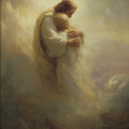 Jesus Embracing a Woman in the Clouds