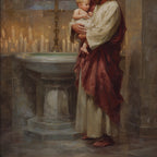 Jesus Blessing a Baby in Church