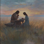 Jesus Praying with a Young Woman by the Ocean