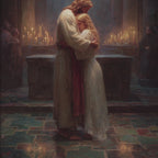 Jesus Embracing a Blond Woman in Church