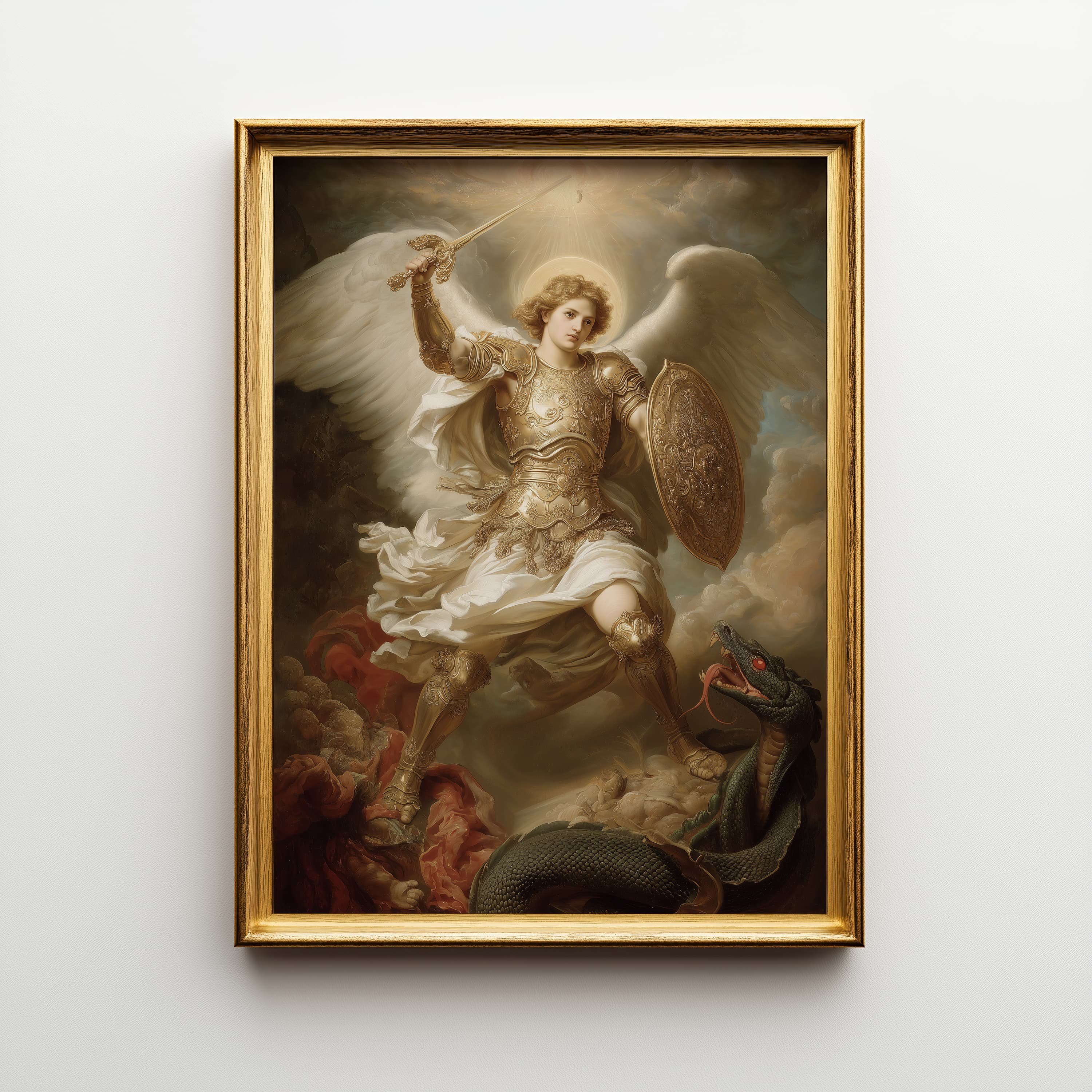 Saint Michael the Archangel Defeating the Serpent Lucifer