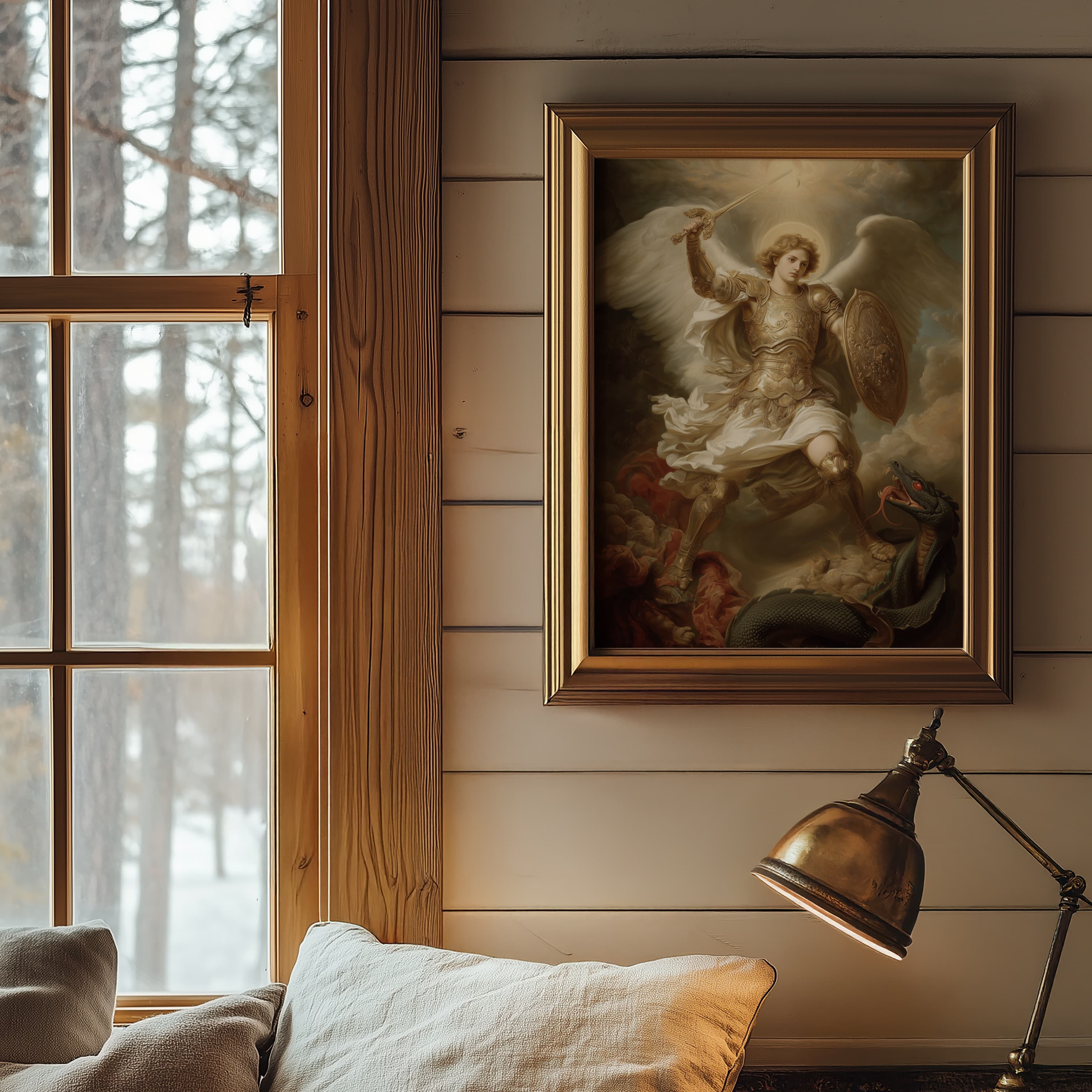 Saint Michael the Archangel Defeating the Serpent Lucifer