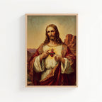 The Sacred Heart of Jesus: Distressed Style Print