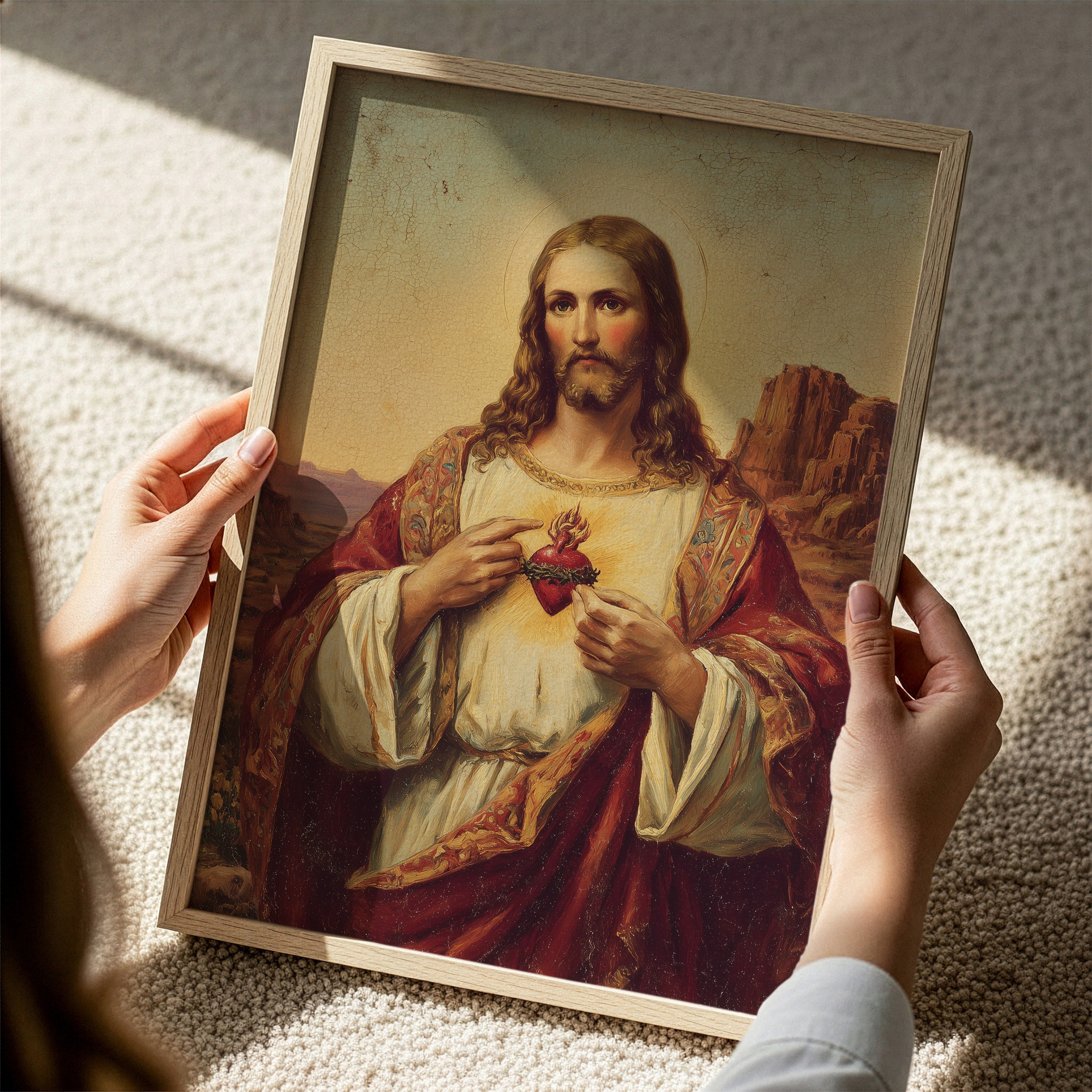 The Sacred Heart of Jesus: Distressed Style Print