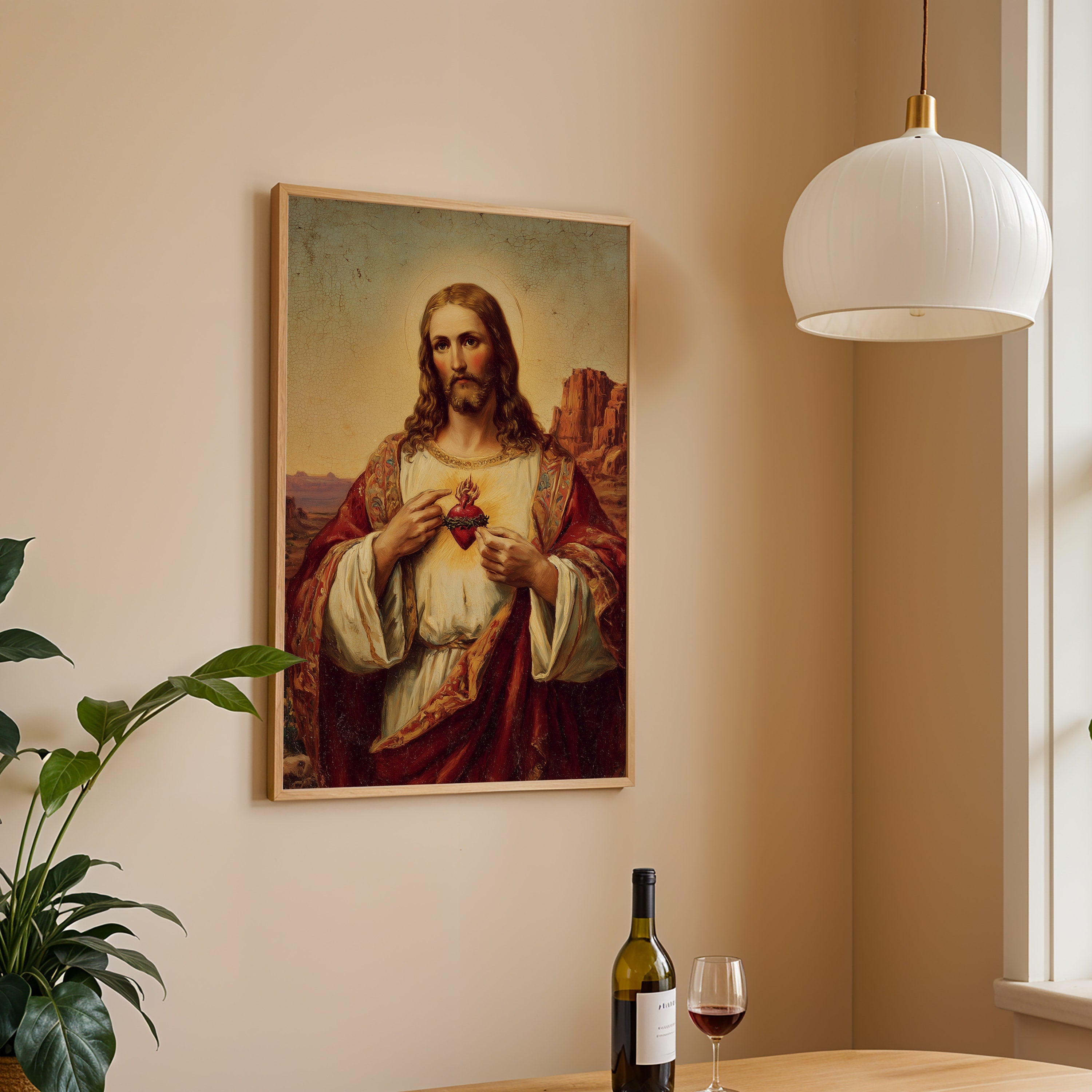 The Sacred Heart of Jesus: Distressed Style Print