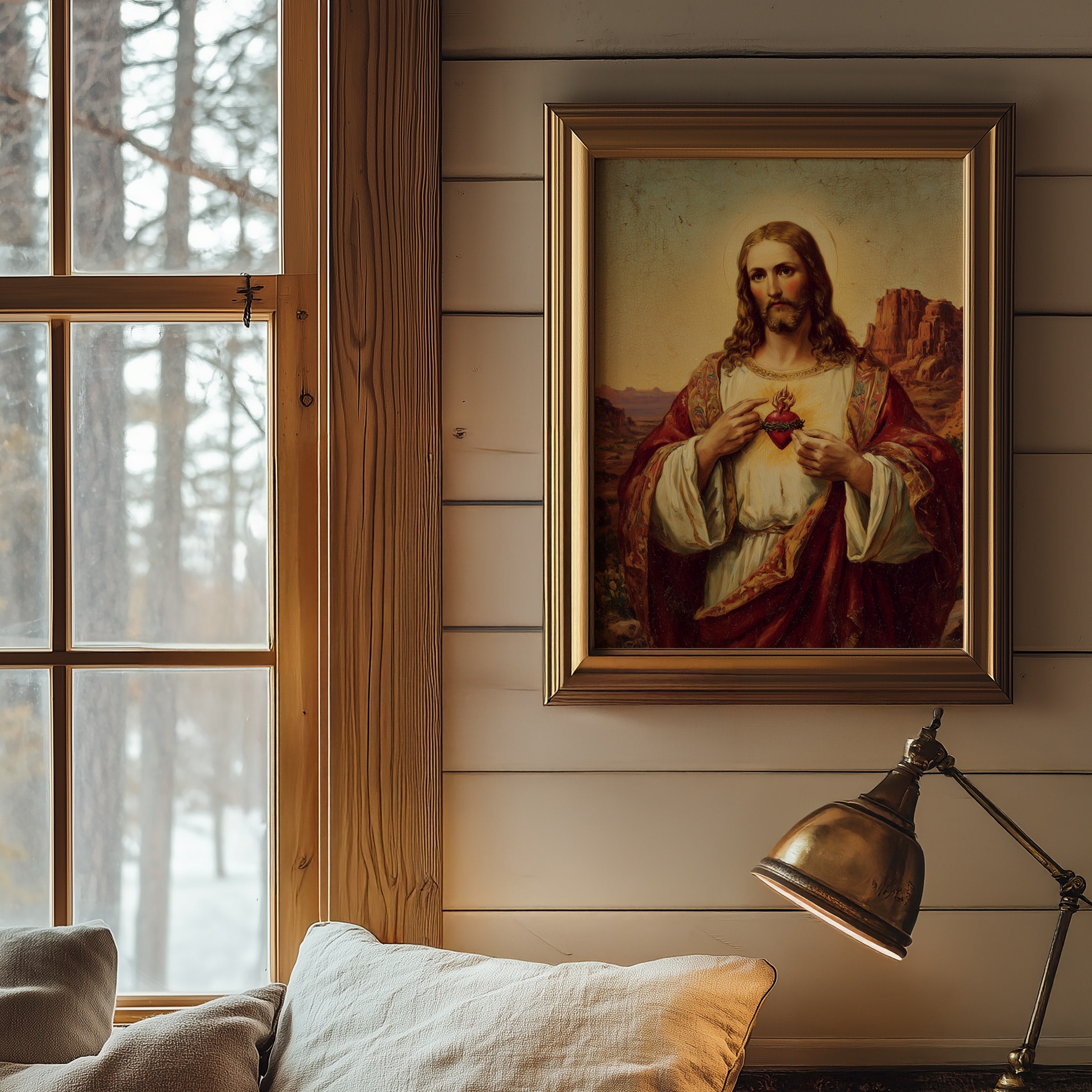 The Sacred Heart of Jesus: Distressed Style Print